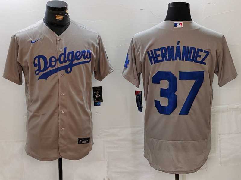 Men%27s Los Angeles Dodgers #37 Teoscar Hernandez Grey Flex Base Stitched Jersey->los angeles dodgers->MLB Jersey